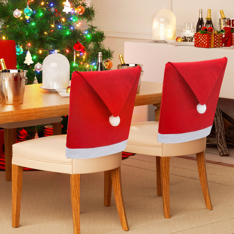 Bring Home Furniture Christmas Dining Chair Slipcover Santa Hat Back Chair Cover Red and White Wayfair